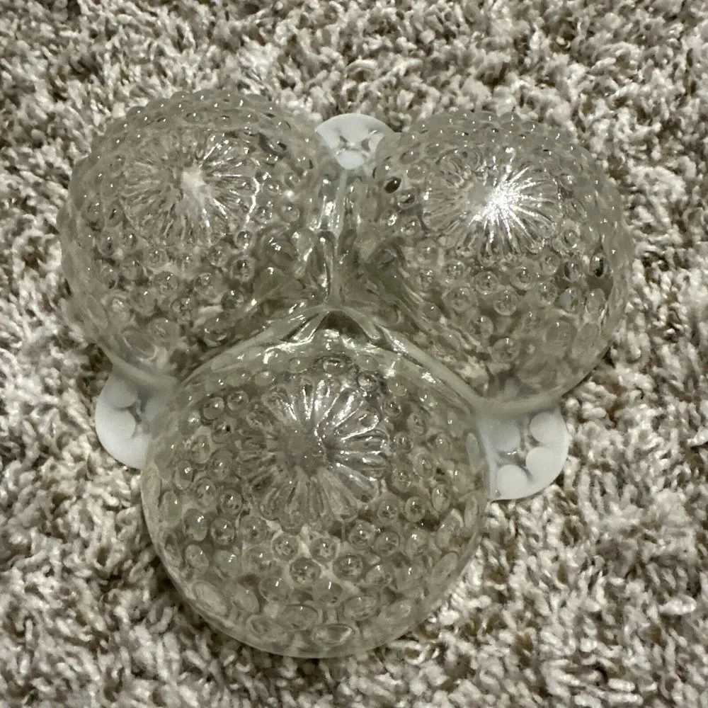 Vintage Moonstone Opalescent Hobnail‎  3 Section Divided Relish Candy Dish